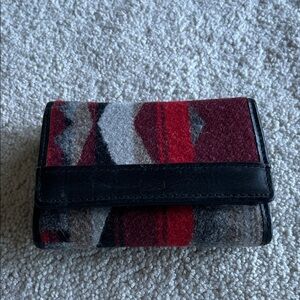 Pendleton Trifold Wallet Red, Gray and Black Wool
